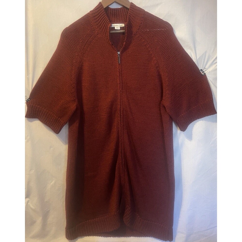 COLDWATER CREEK  Burgundy Full Zip Wool Blend Cardigan Sweater Dress XL